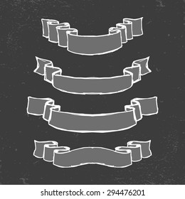 Vector Set of four Chalkboard Style Ribbons 