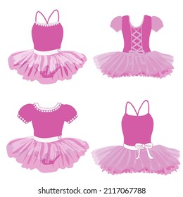 vector set of four children's ballet tutus in pink