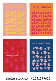 Vector set of four Christmas greeting card designs