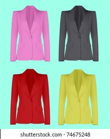 vector set of four color women suits