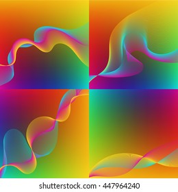 Vector set of four colorful backgrounds. Red, green, yellow, blue color.
