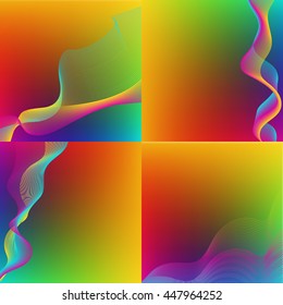 Vector set of four colorful backgrounds. Red, green, yellow, blue color.