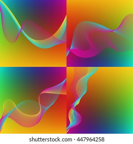 Vector set of four colorful backgrounds. Red, green, yellow, blue color.