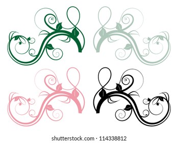 vector set of four colorful floral whorls of branches