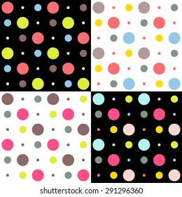 vector set of four colorful polka dots patterns