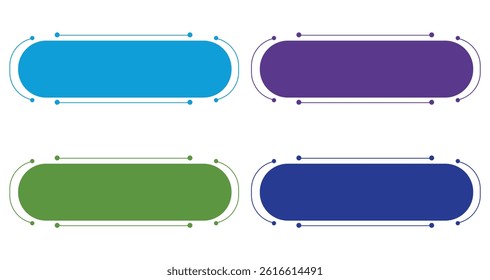 A vector set of four colorful rectangle banners with a glossy web design and navigation buttons provides a blank illustration for your internet website