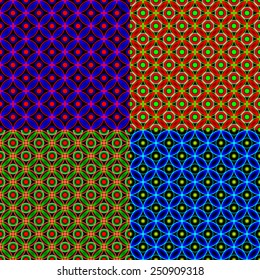 Vector set of four colorful seamless pattern 