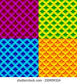 Vector set of four colorful seamless pattern 