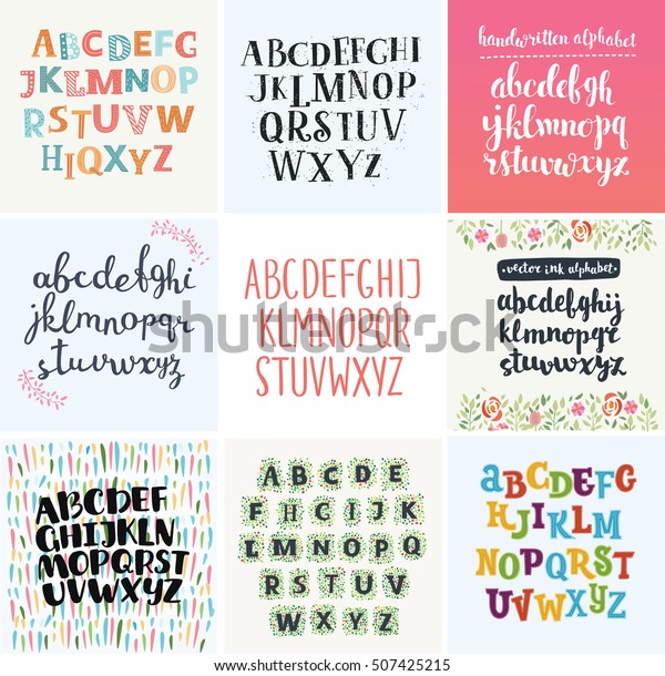 Vector Set Four Difference English Alphabets Stock Vector Royalty Free