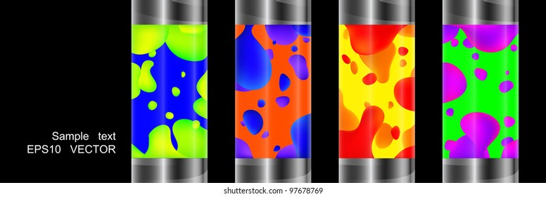 vector set of four different lava lamps