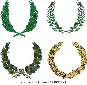 Vector set of four floral heraldic wreaths. 