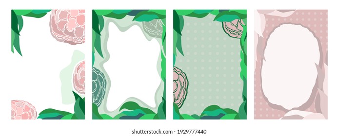 Vector set of four floral rectangular posters