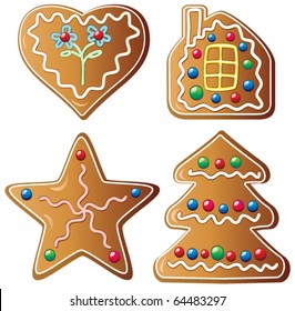 vector set of four gingerbread cookies