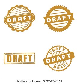 Conjunto de Vector de cuatro sellos de goma de borrador de grunge dorado, sellos de documentos sin editar y gráficos de Marca de agua de Antiguas