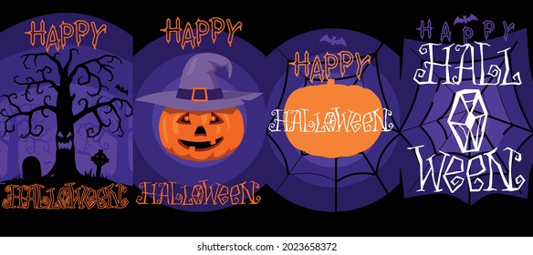 Conjunto de vectores de cuatro orígenes de halloween.