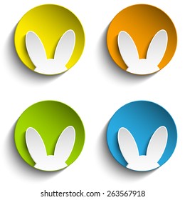 Vector - Set of Four Happy Easter Bunny Stickers