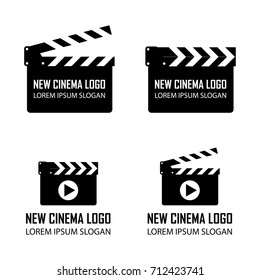 vector set of four logos with film clappers. EPS