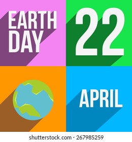 Vector set of four long shadow card designs for Earth Day.