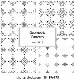 vector set of four minimalistic geometric seamless pattern 