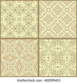 Vector set of four minimalistic geometric seamless patterns.