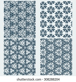 vector set of four monochrome pattern for background