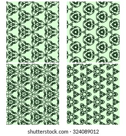 vector set of four monochrome pattern for background