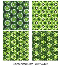 vector set of four monochrome pattern for background