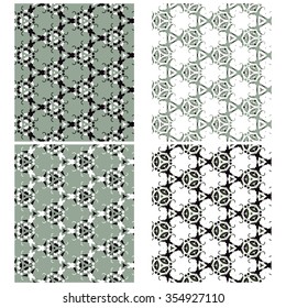 vector set of four monochrome pattern for background