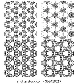 vector set of four monochrome pattern for background