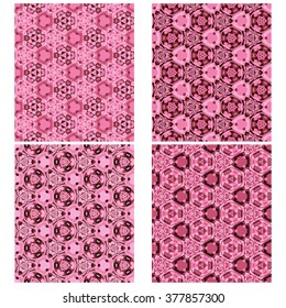 vector set of four monochrome pattern for background