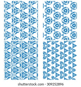 vector set of four monochrome patterns for background