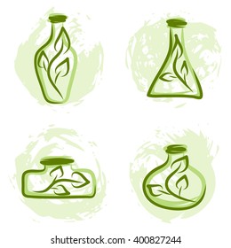 vector set of four natural cosmetics logotypes. EPS