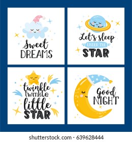 Sweet dreams hand written lettering with stars Vector Image