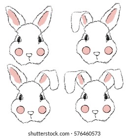 Vector set of four rabbit illustration 