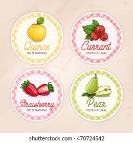 Vector set of four round labels on a sand background 1