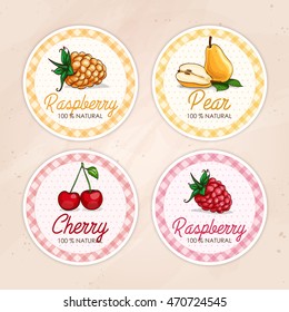 Vector set of four round labels on a sand background 3