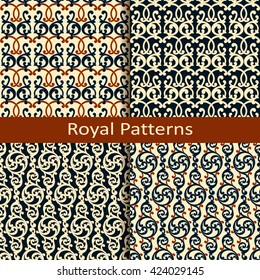 vector set of four royal colorful classic patterns