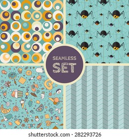 Vector set of four seamless backgrounds. Patterns for scrap-booking, fabric design. Eps10