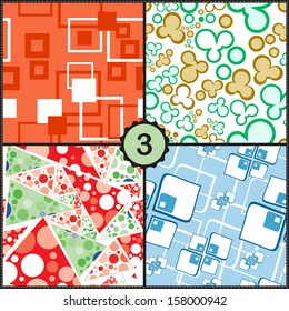 Vector set of four seamless pattern with decorative elements