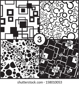 Vector set of four seamless pattern with decorative elements