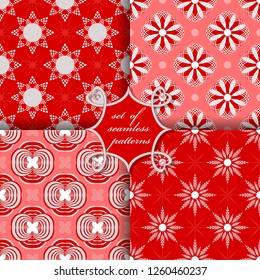 Vector set of four seamless patterns. Decorative abstract shape. Can be used for wallpapers, fill images, web page, background, surface