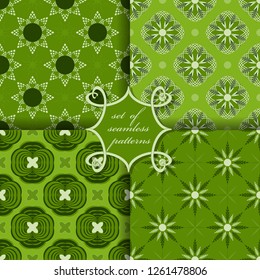 Vector set of four seamless patterns. Decorative abstract shape. Can be used for wallpapers, fill images, web page, background, surface