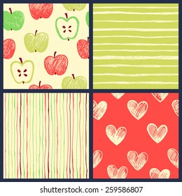 Vector set of four seamless patterns. Modern stylish texture. Cute and colorful background for your design.