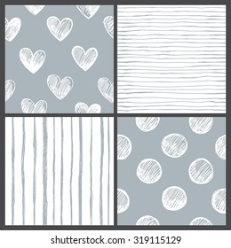 Vector set of four seamless patterns. Modern stylish texture. Cute and colorful background for your design.