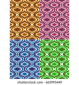 Vector set of four seamless retro abstract patterns. 