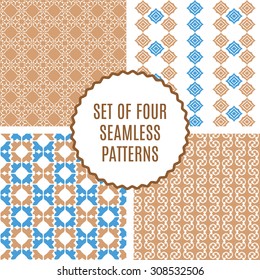 Vector set of four seamless vintage patterns