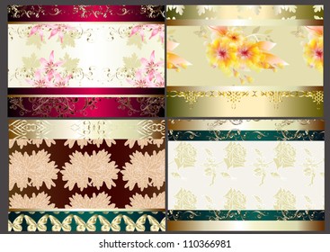 vector set of four seamless wallpaper design elements