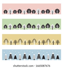 Vector set of four seasons tree