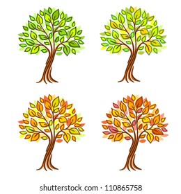 Vector set of four trees