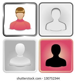 Vector set of four User Icon of  women in a sweater.
